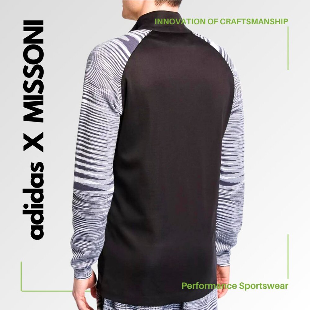 ADIDAS X MISSONI Men's 'PHX' Knit Space-Dyed Melange Jacket Black/White/Gray - L - Picture 12 of 13